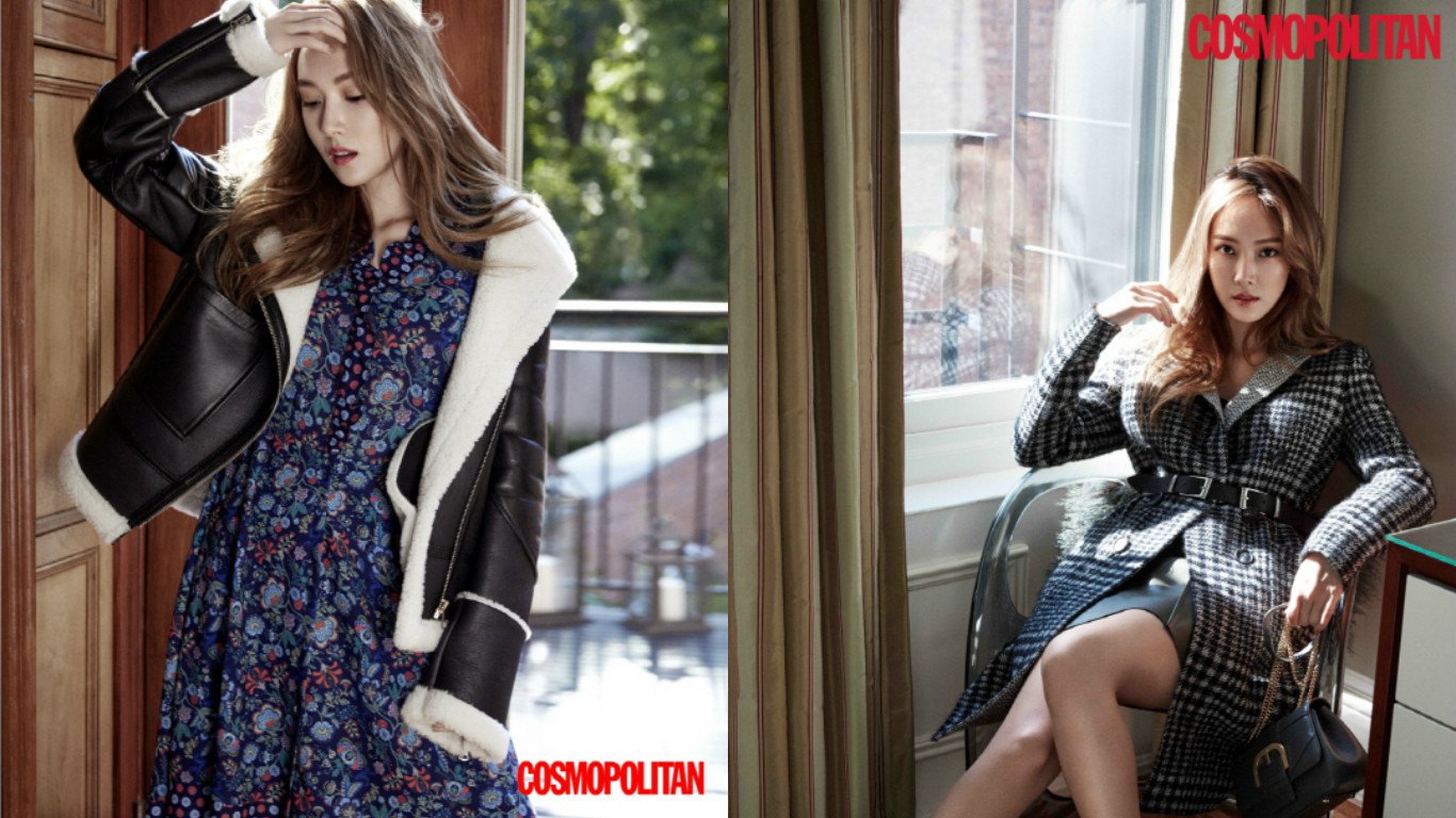 Jessica proves that you can mix and match the trends of seasons. She layers the floral dress with a leather coat lined with wool for warmth. On the right, she dawns yet another trench coat paired with a belt to highlight her slim waist with sensual sophistication. 