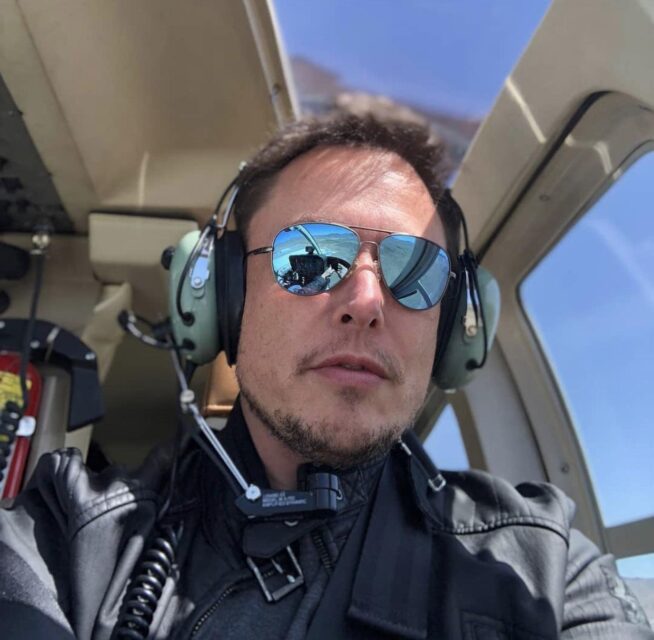 Elon musk selfie in the air