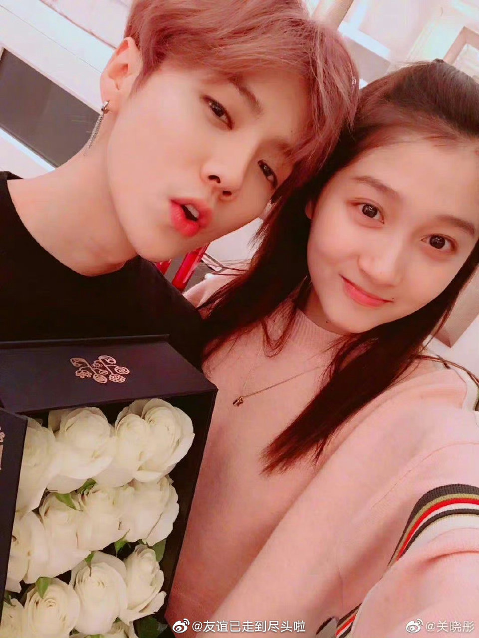 Luhan (left) and actress Guan Xiaotong (right)