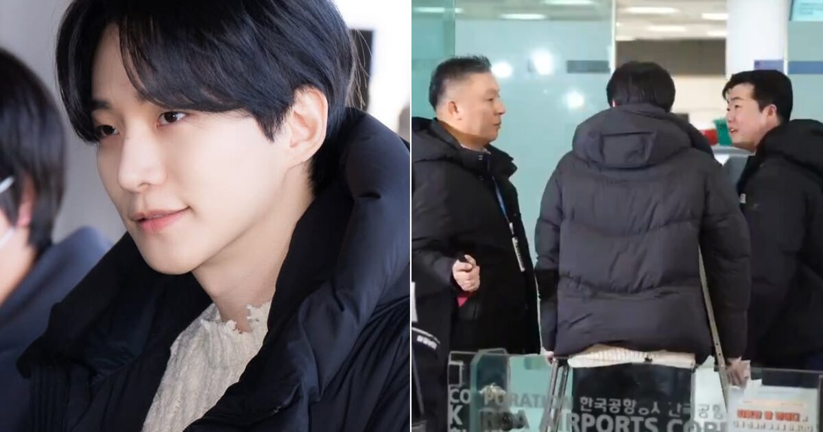 2PM's Junho Appears With Crutches At The Airport