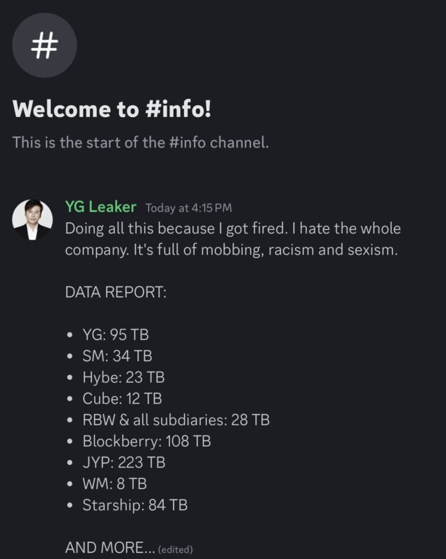 Alleged Former YG Entertainment Employee Threatens To Leak Sensitive